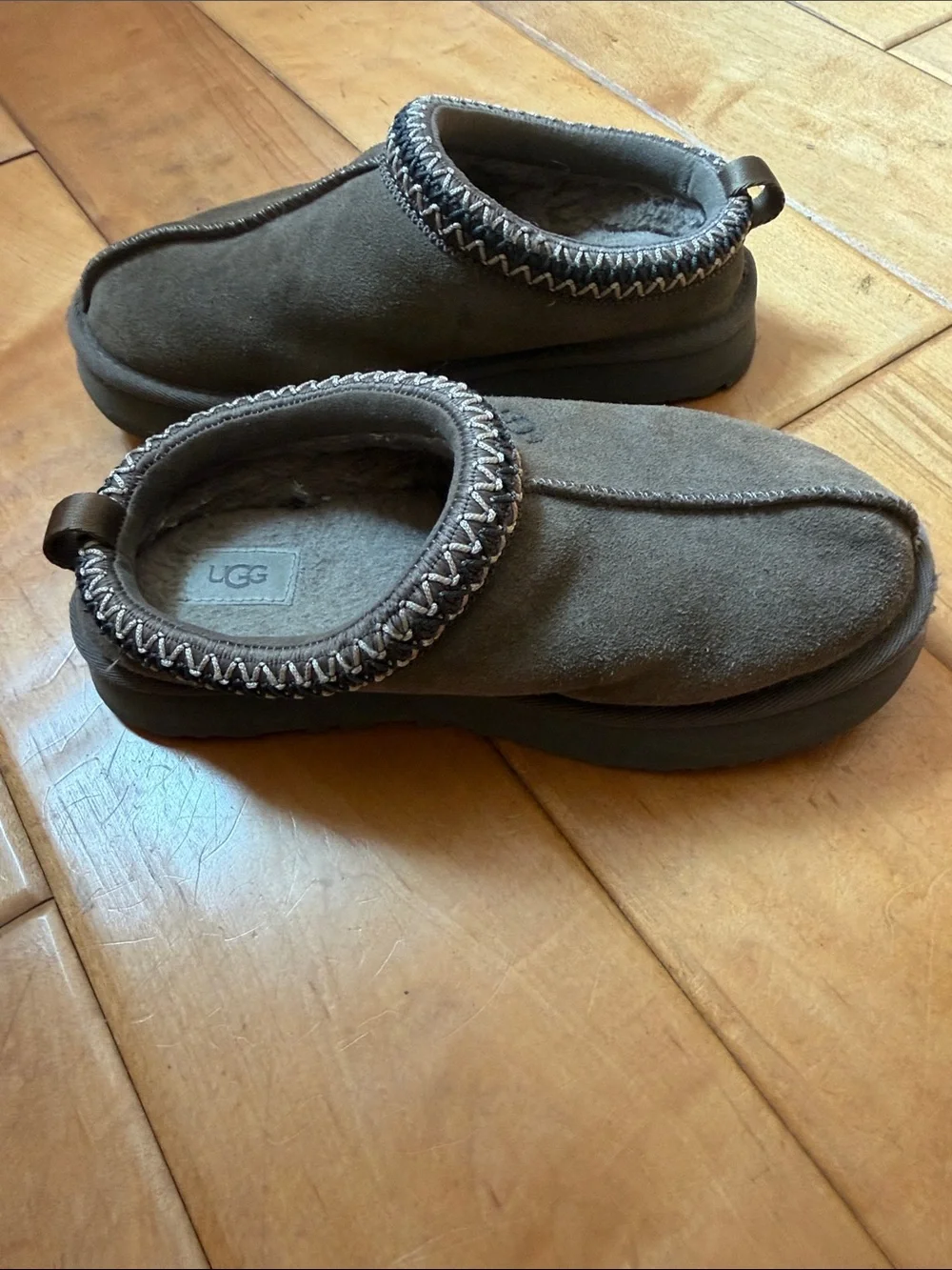 UGG Charcoal Suede Slip-On Clog with Braided Trim